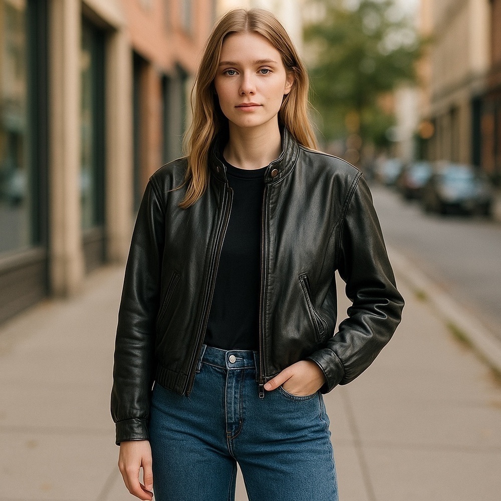Vintage BROOKS LEATHER SPORTSWEAR Women's size 38 Lined Black Leather Jacket